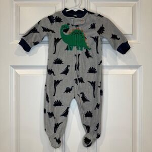 Bon Bebe Size 3-6 Months Dinosaur Fleece Footed Pajamas Sleeper One-Piece Outfit